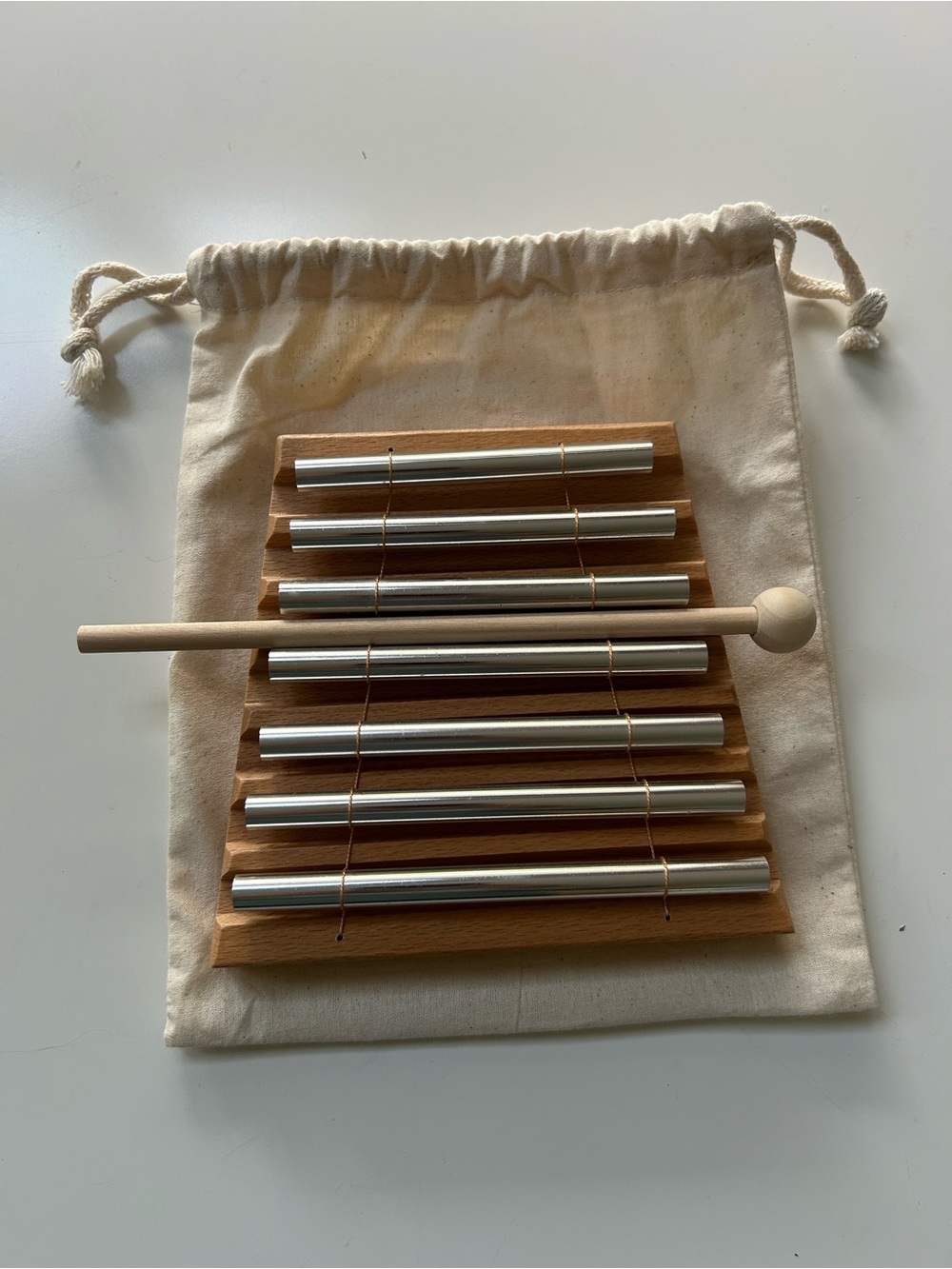7 Tone Tuned Handheld Chime Set with Mallet: Meditation/Yoga/Sound Therapy
